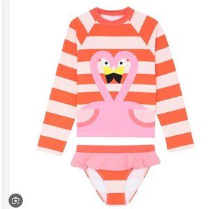 Authentic Stella McCartney Girl's Swim Set with Stripes and Flamingos (sz12)